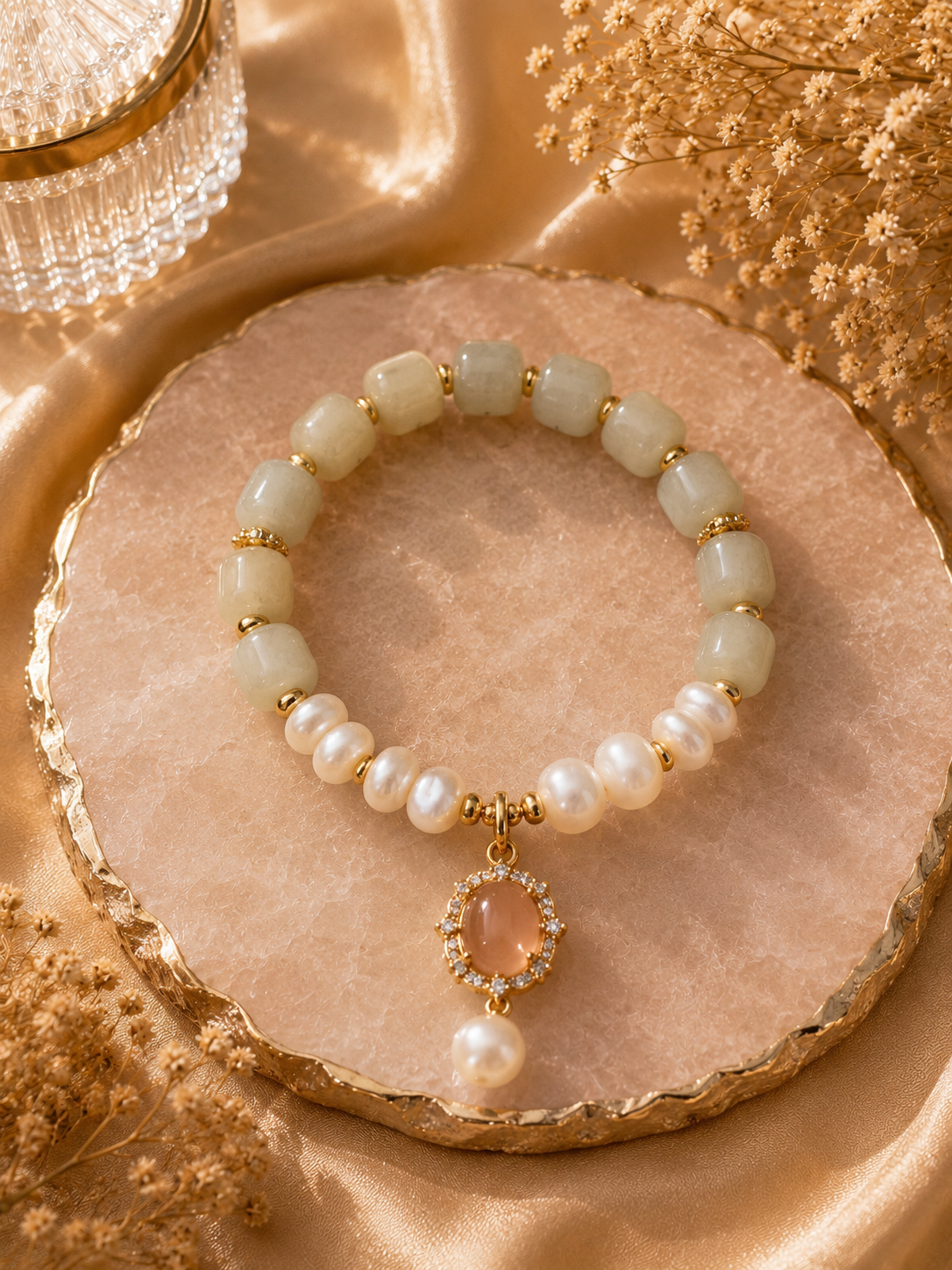 EMBUN GIOK Green Jade · Freshwater Pearl ·