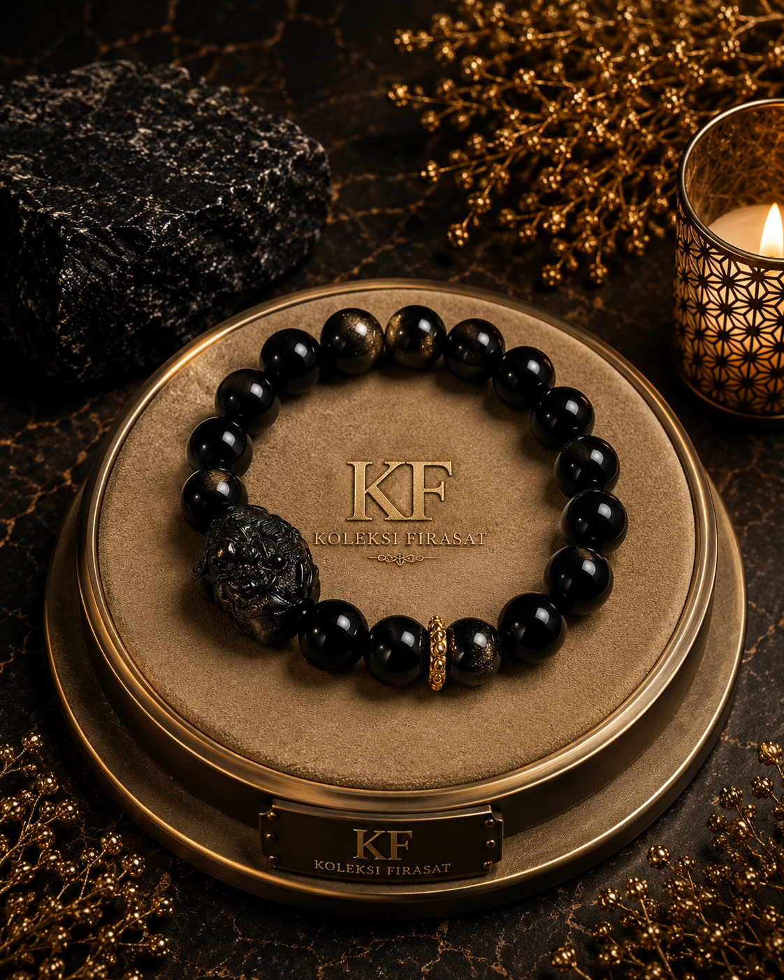 HITAM BERTABUR EMAS Gold Sheen Obsidian