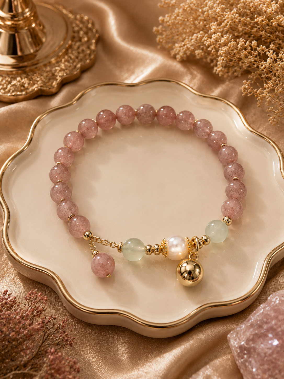 SANG PENARIK Strawberry Quartz · Prehnite ·